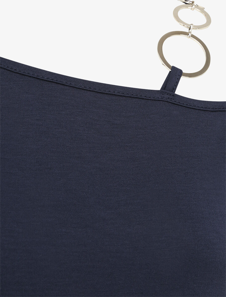 T-shirt à col rond à anneaux - Marine - Image 3