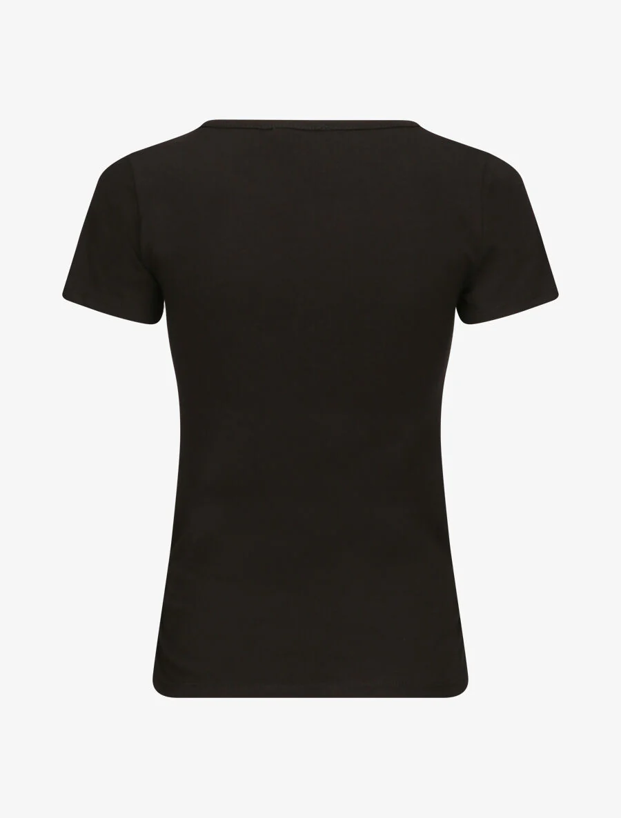 T-shirt à col V - Noir - Image 2