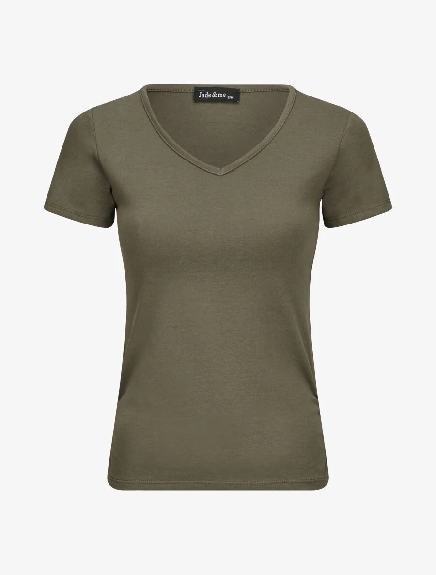 T-shirt à col V - Kaki