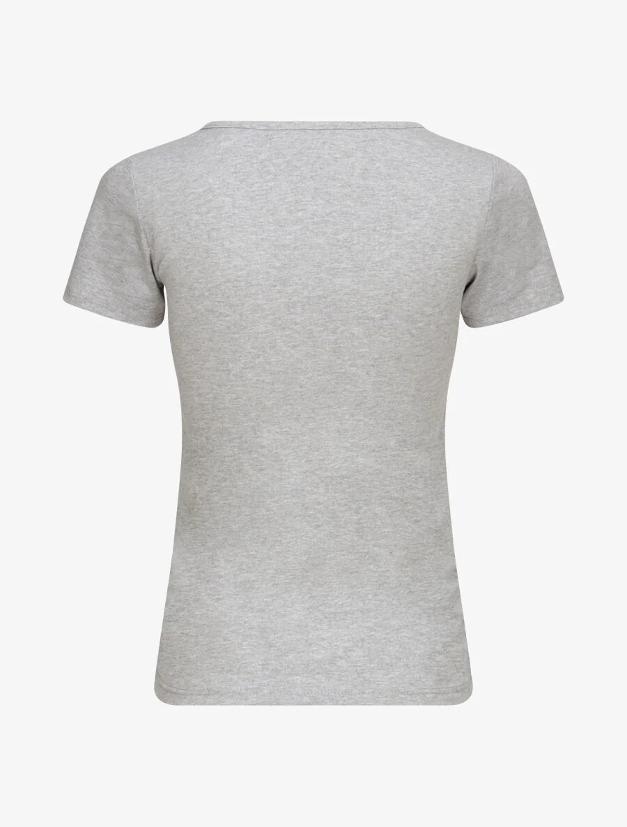 T-shirt à col V - Gris - Image 2