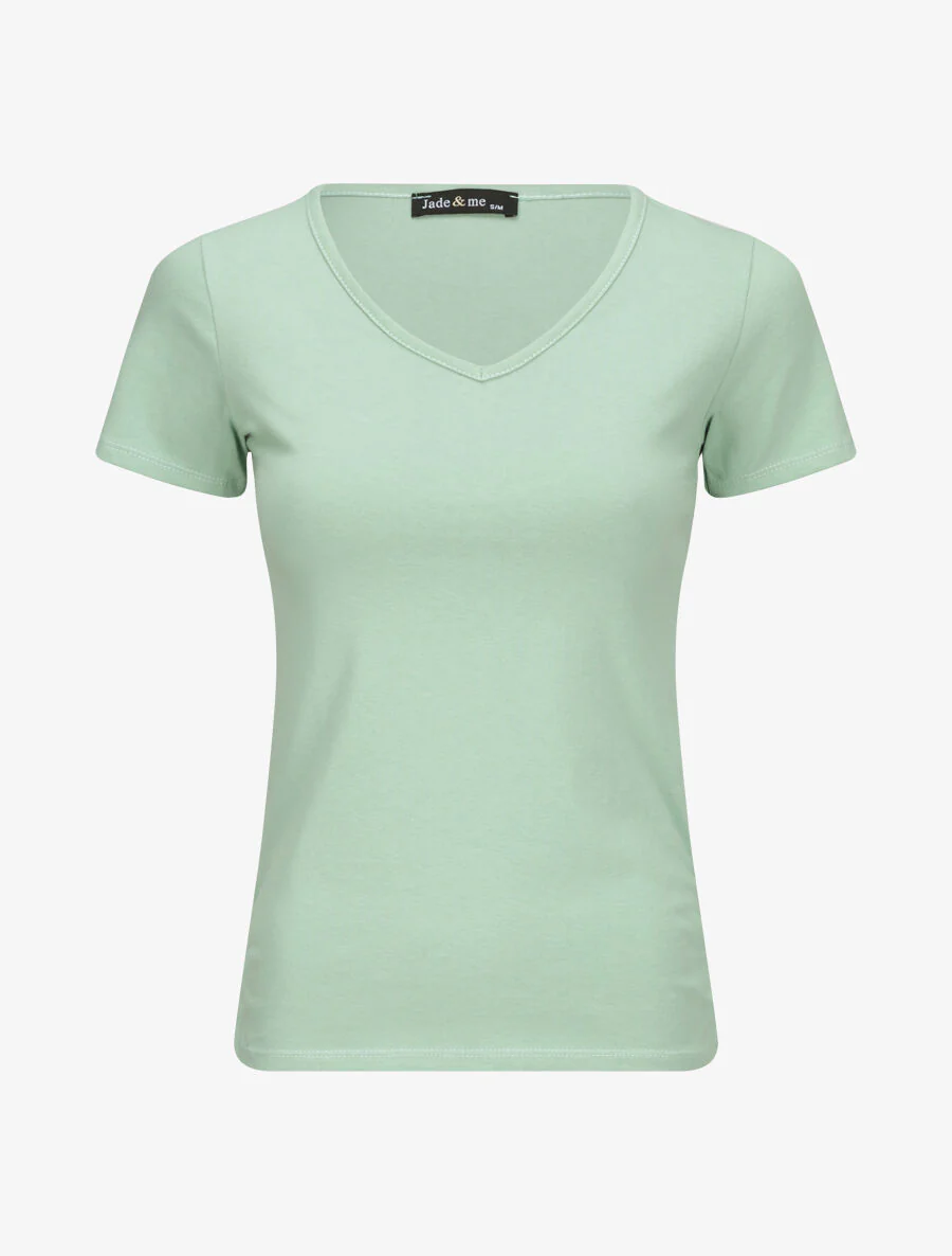 T-shirt à col V - Vert menthe