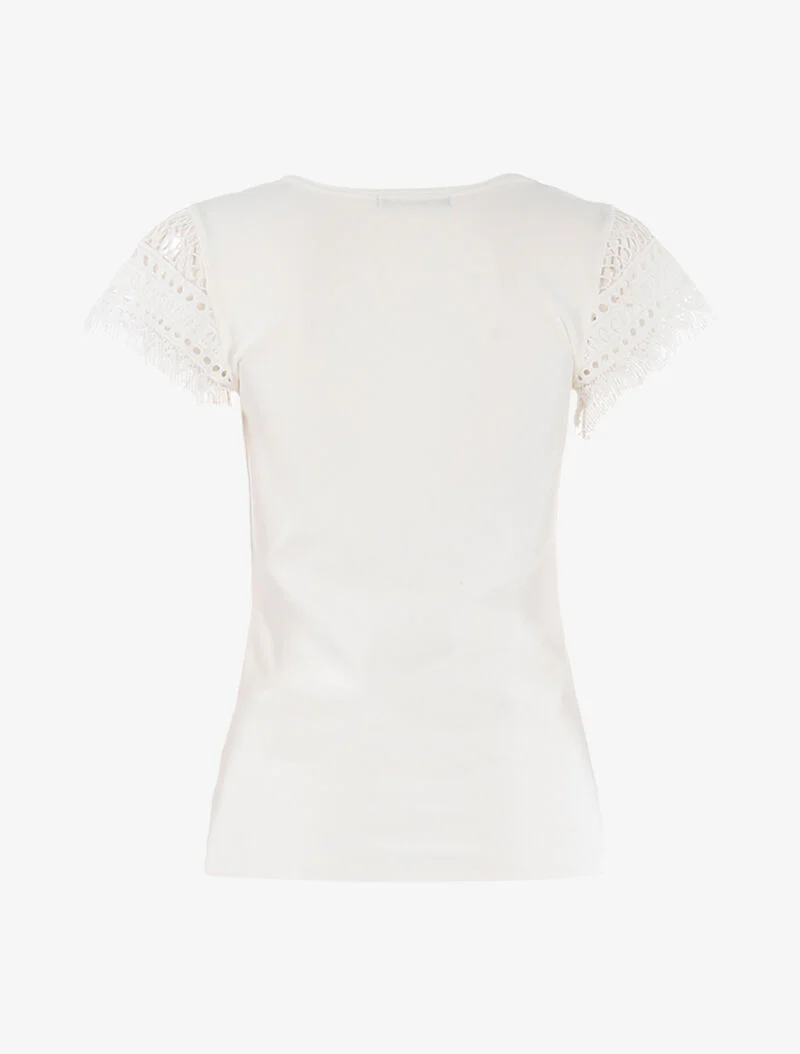 T-shirt à empiècement crochet - écru - ecru - Image 2