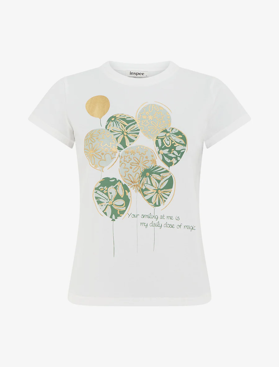 T-shirt à message et motif ballons de baudruche - Kaki