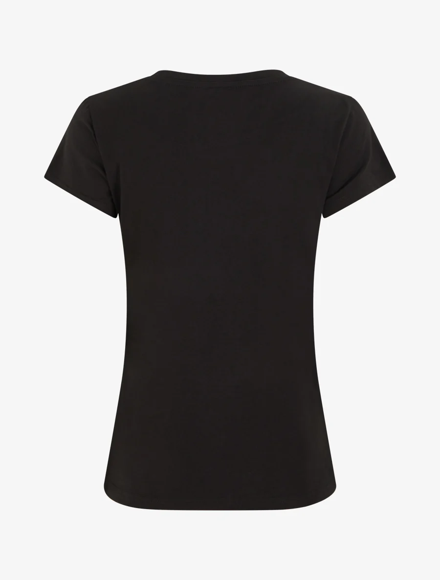 T-shirt à message et motif fleurs strassés - Noir - Image 2
