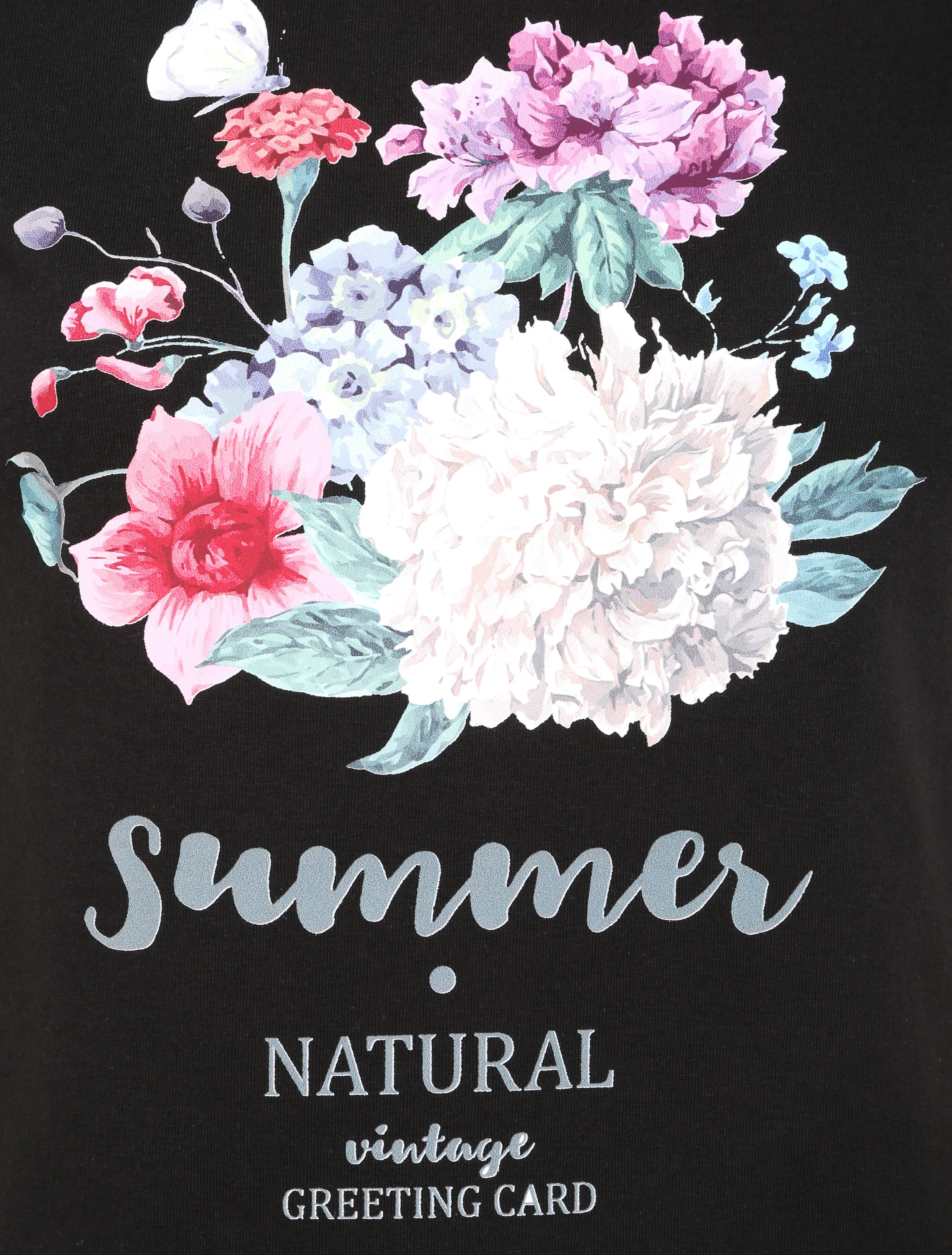 T-shirt à motif bouquet de fleurs - Noir - Image 3