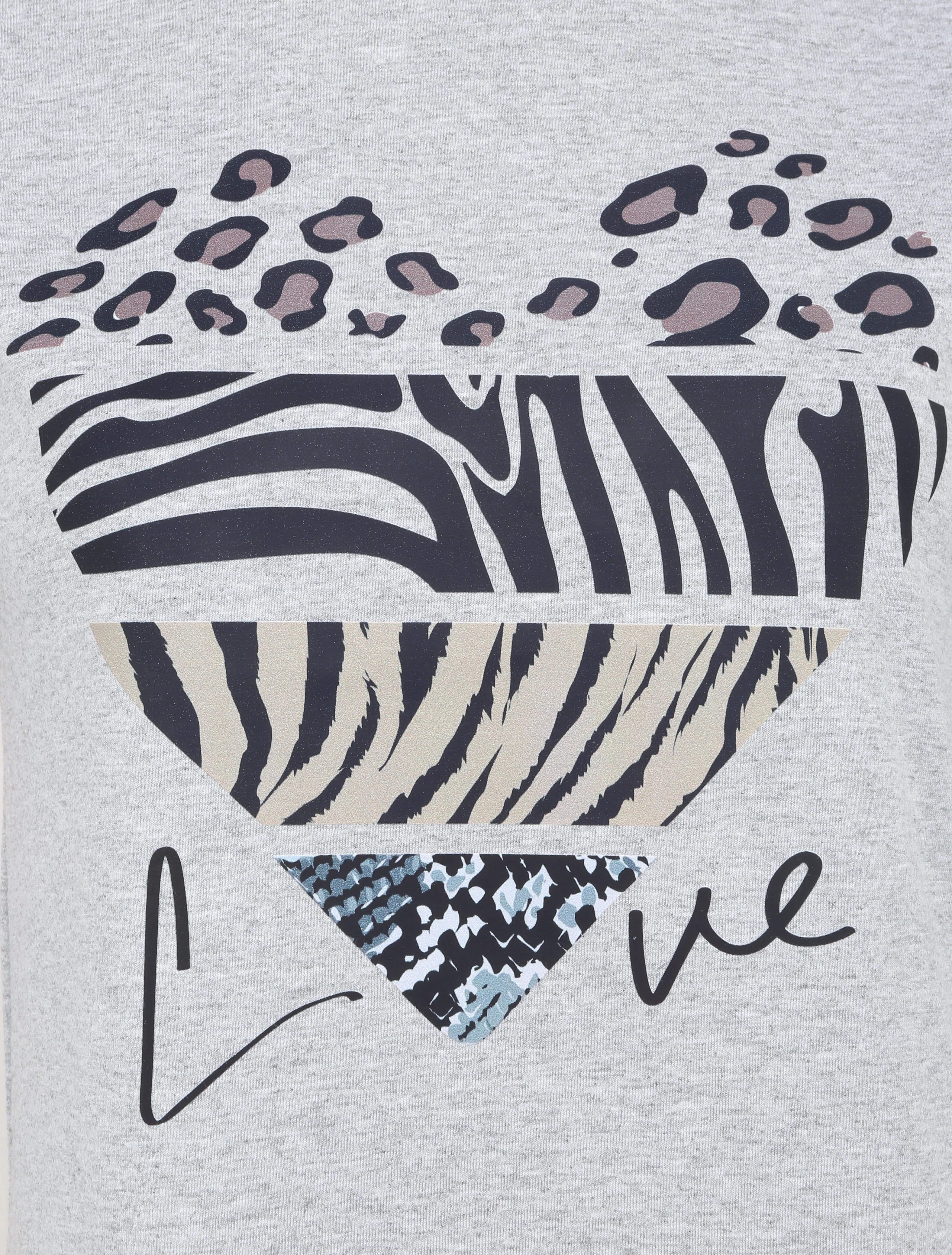 T-shirt à motif coeur et imprimé animaux - Gris - Image 3