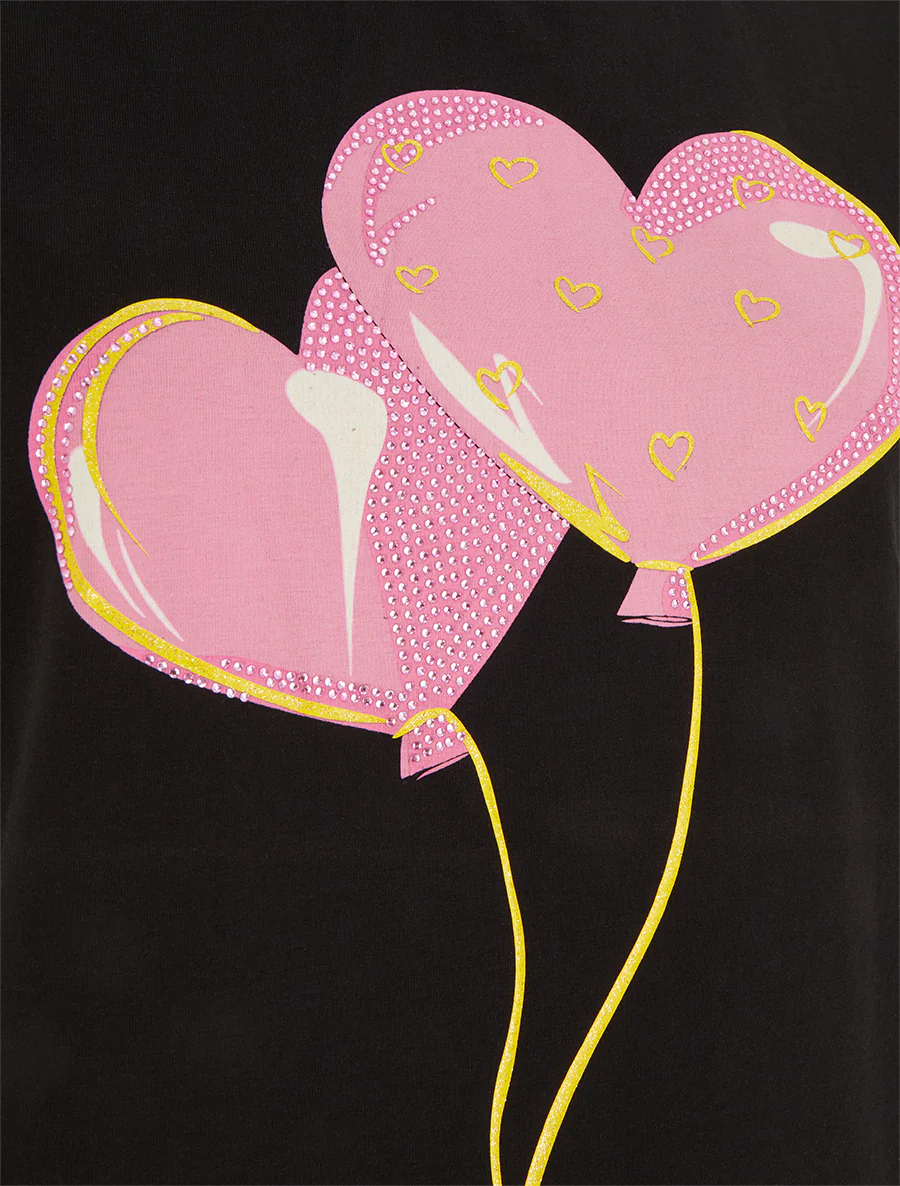 T-shirt à motif coeurs - Noir - Image 3