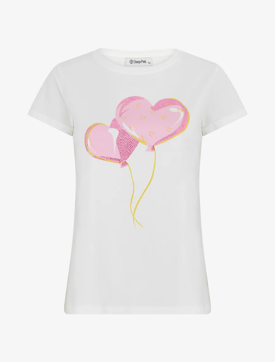 T-shirt à motif coeurs - Blanc