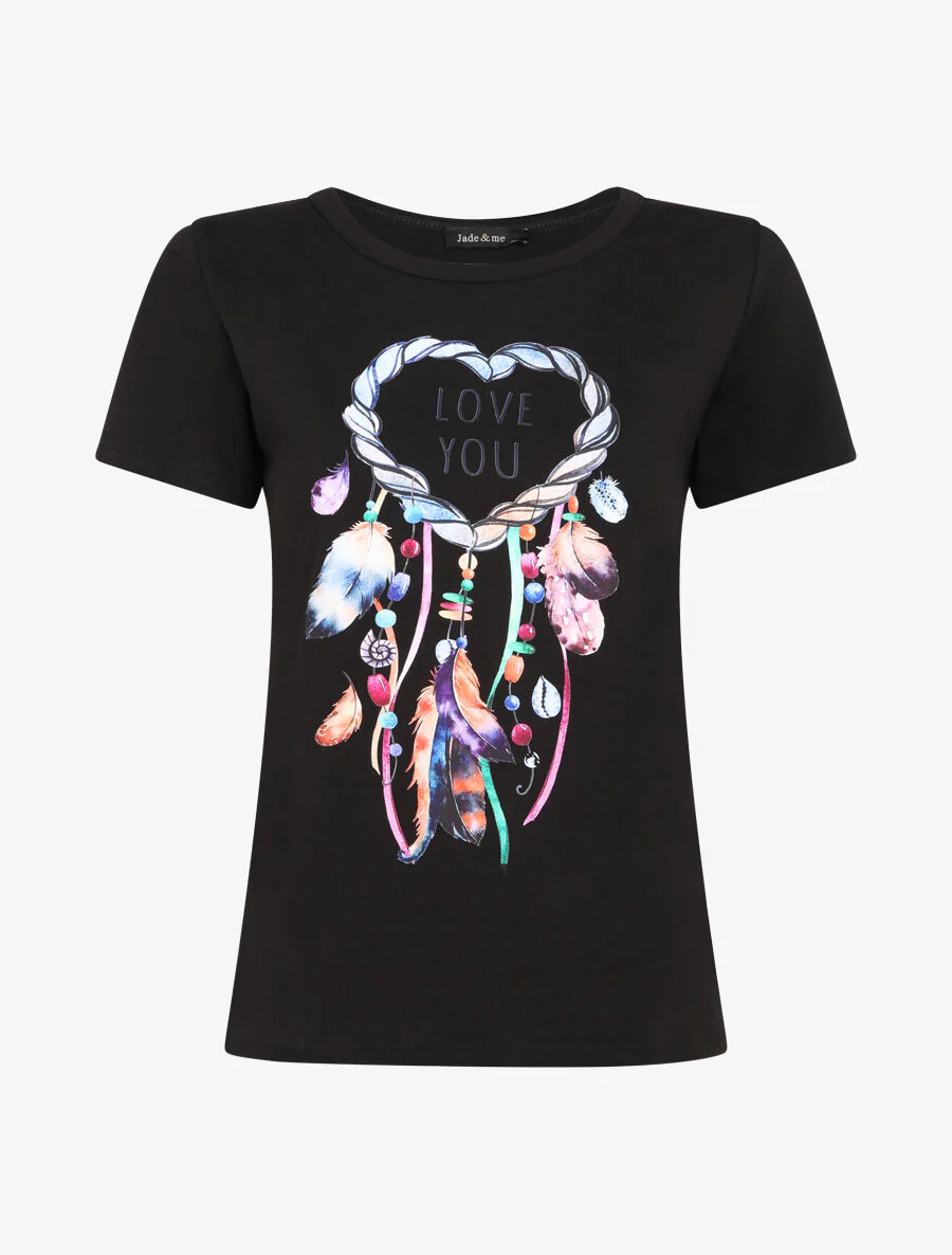 T-shirt à motif dreamcatcher - Noir
