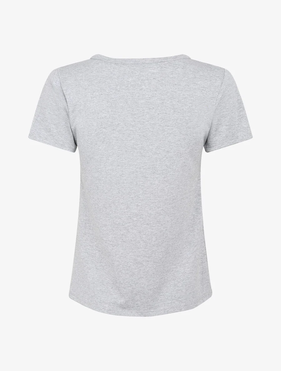 T-shirt à motif plumes et strass - Gris - Image 2