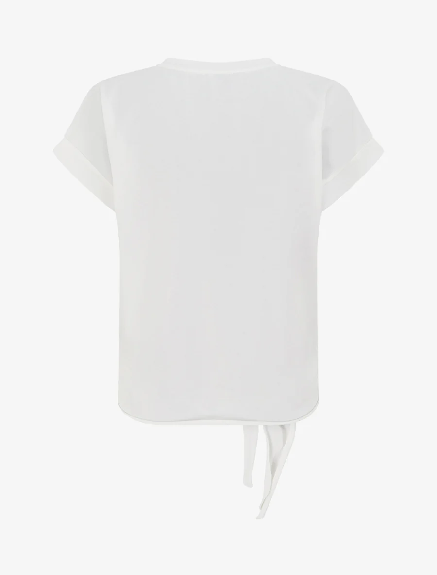 T-shirt à nouer à poche fantaisie - Blanc - Image 2