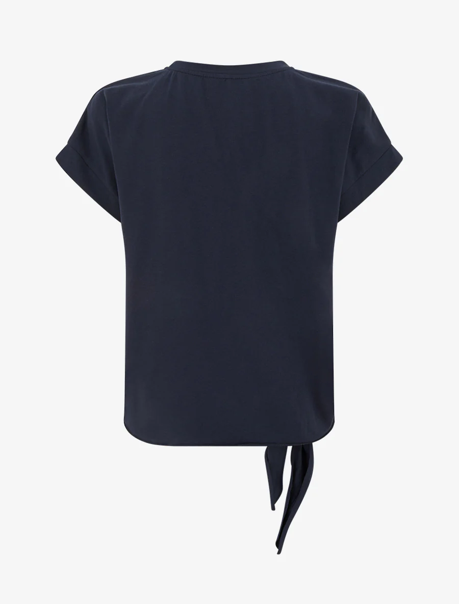T-shirt à nouer à poche fantaisie - Marine - Image 2