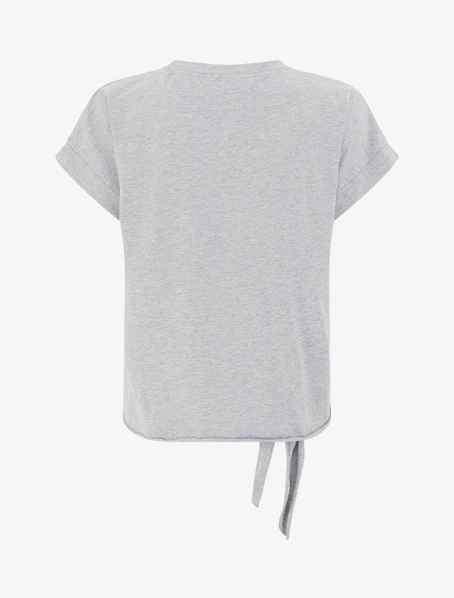 T-shirt à nouer à poche fantaisie - Gris - Image 2