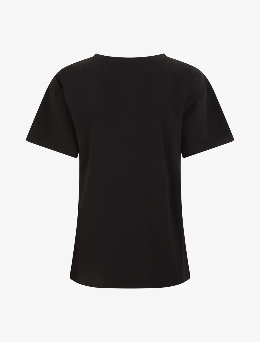 T-shirt à strass motif dame au chapeau - Noir - Image 2