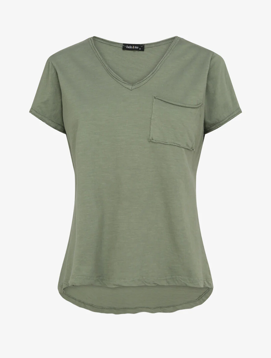 T-shirt droit uni manches courtes - Kaki