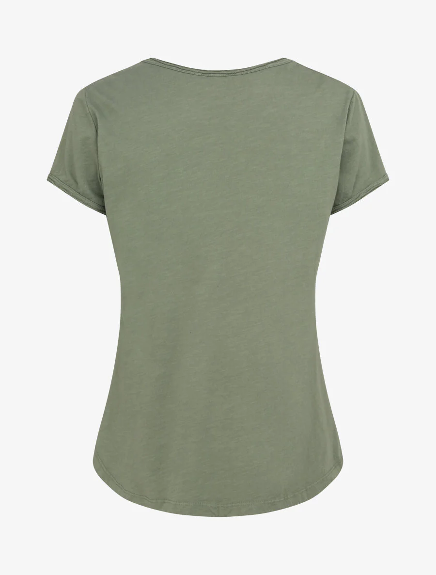 T-shirt droit uni manches courtes - Kaki - Image 2