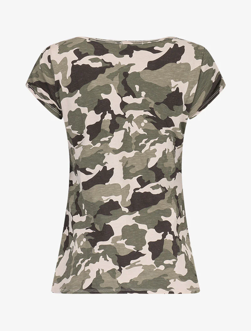 T-shirt imprimé aspect coton flammé - Beige - Image 2