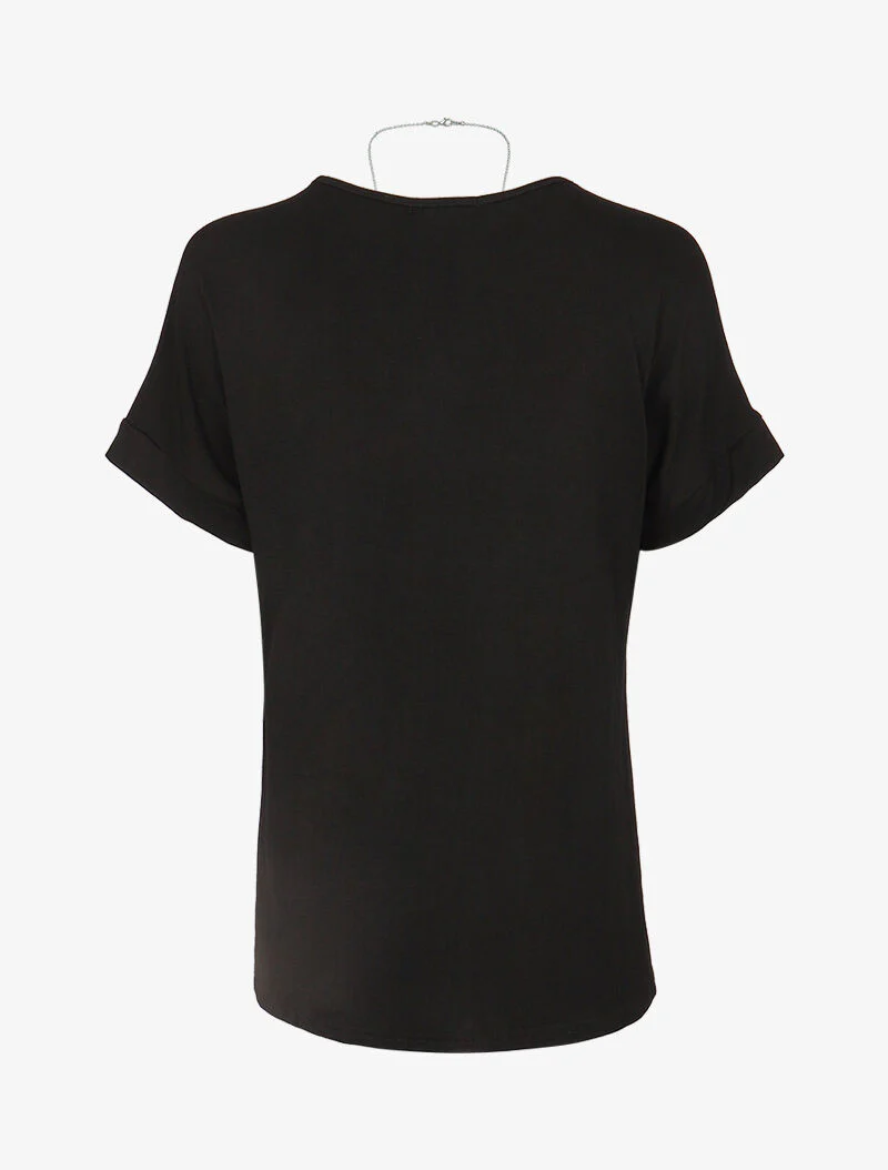 T-shirt loose à sautoir - noir - Image 2