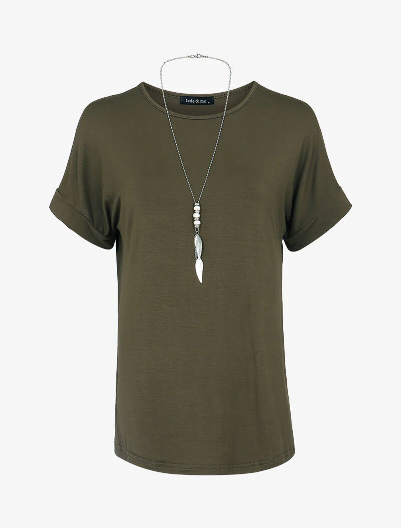 T-shirt loose à sautoir - kaki