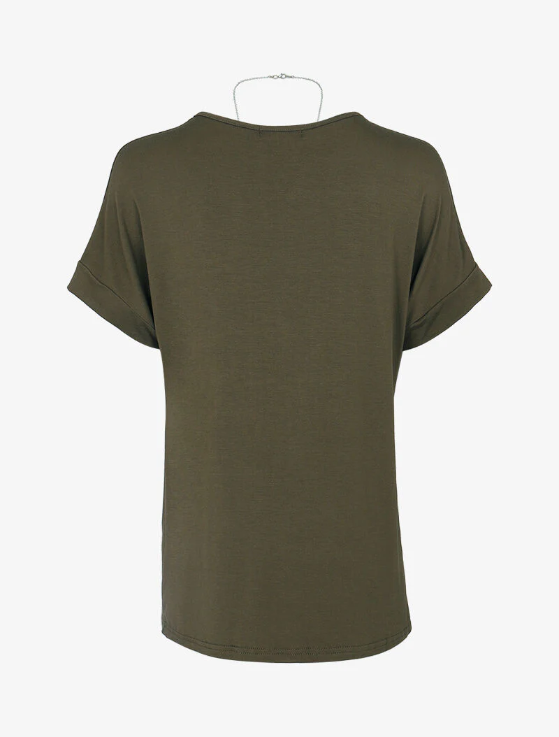 T-shirt loose à sautoir - kaki - Image 2