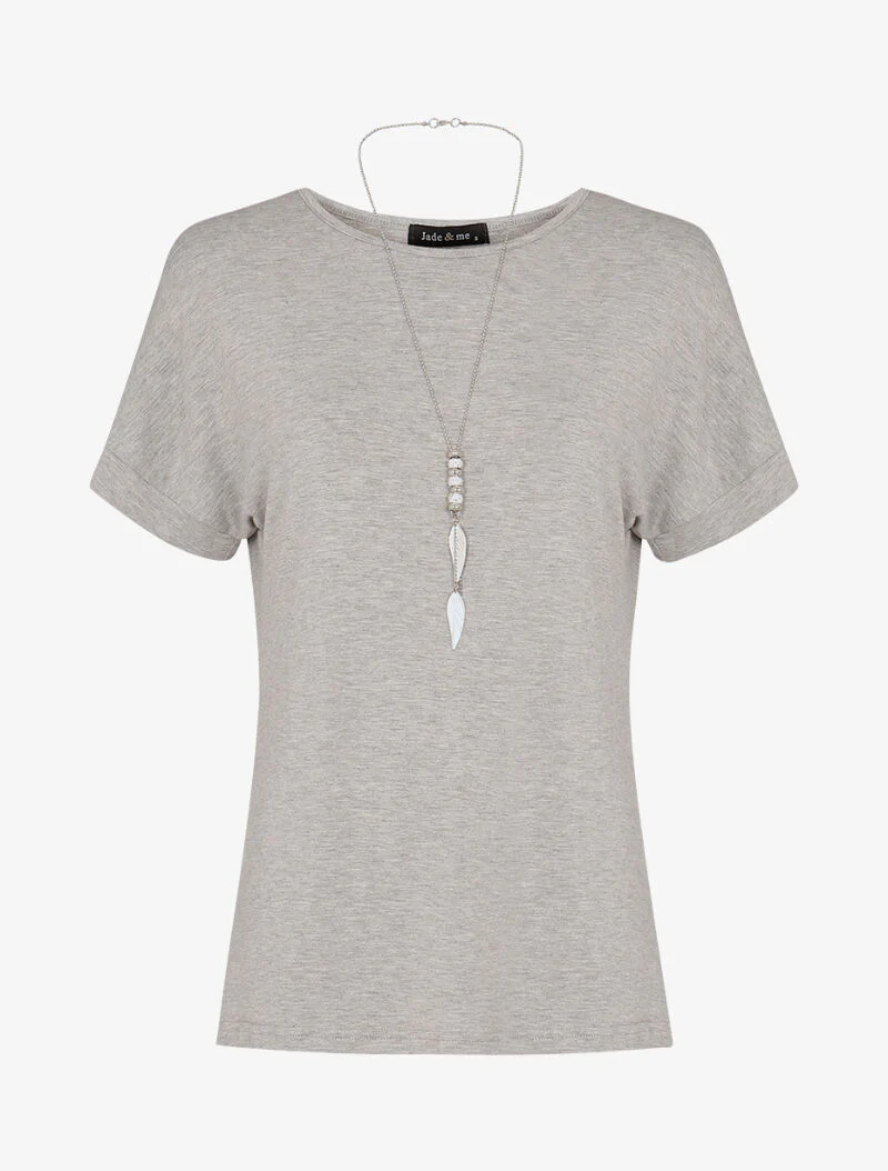 T-shirt loose à sautoir - gris chiné