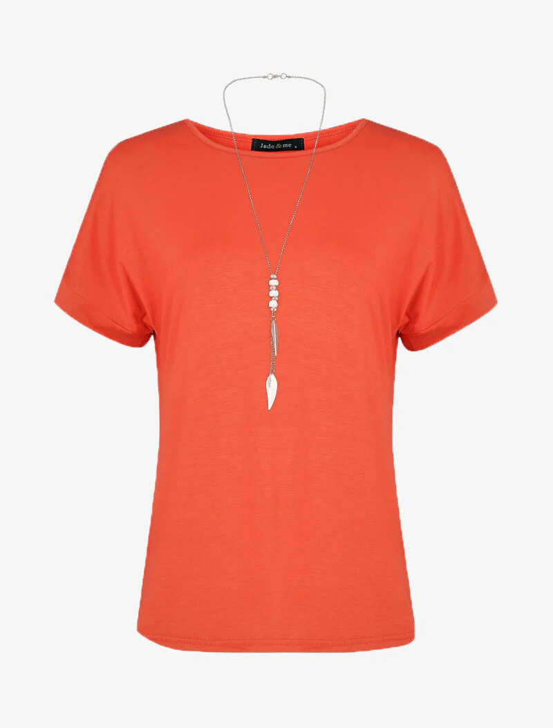 T-shirt loose à sautoir - corail
