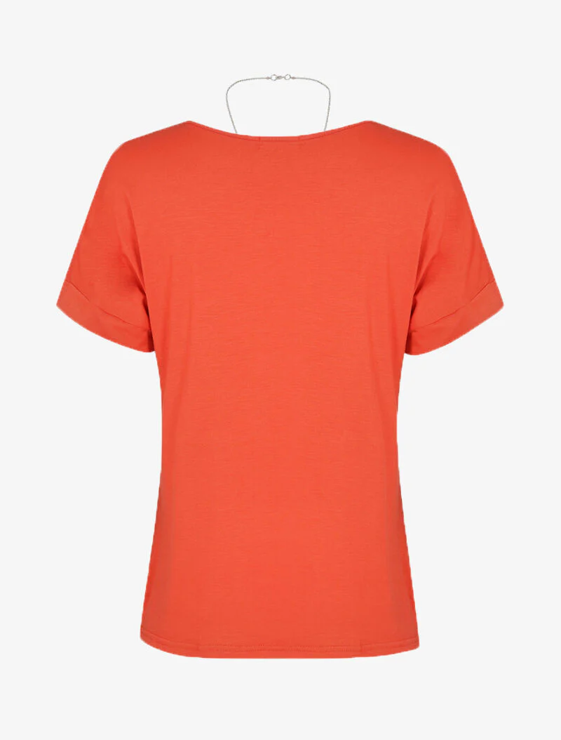 T-shirt loose à sautoir - corail - Image 2