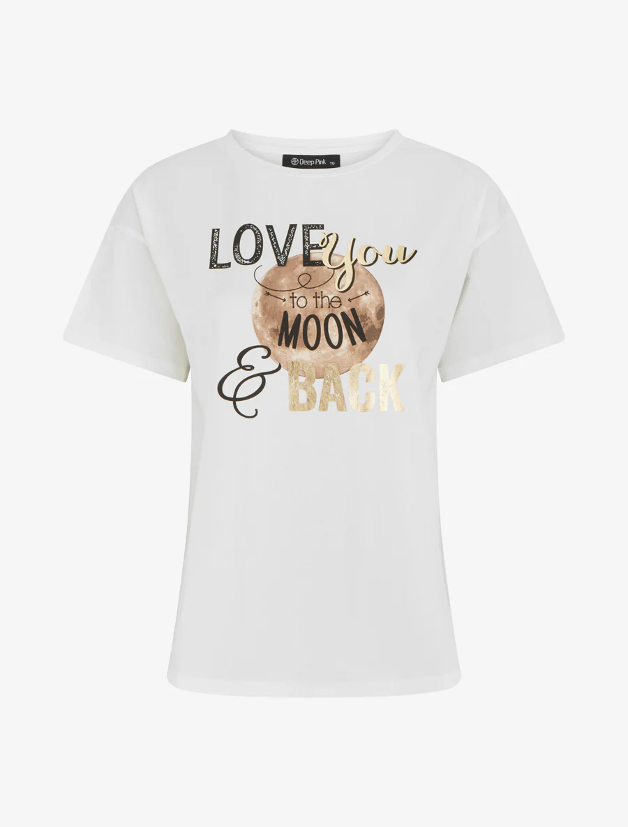T-shirt Love you to the moon - Blanc