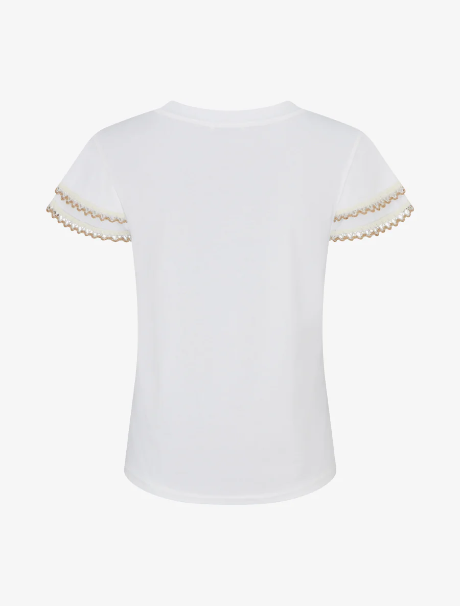 T-shirt manches courtes à détail broderies - Blanc - Image 2