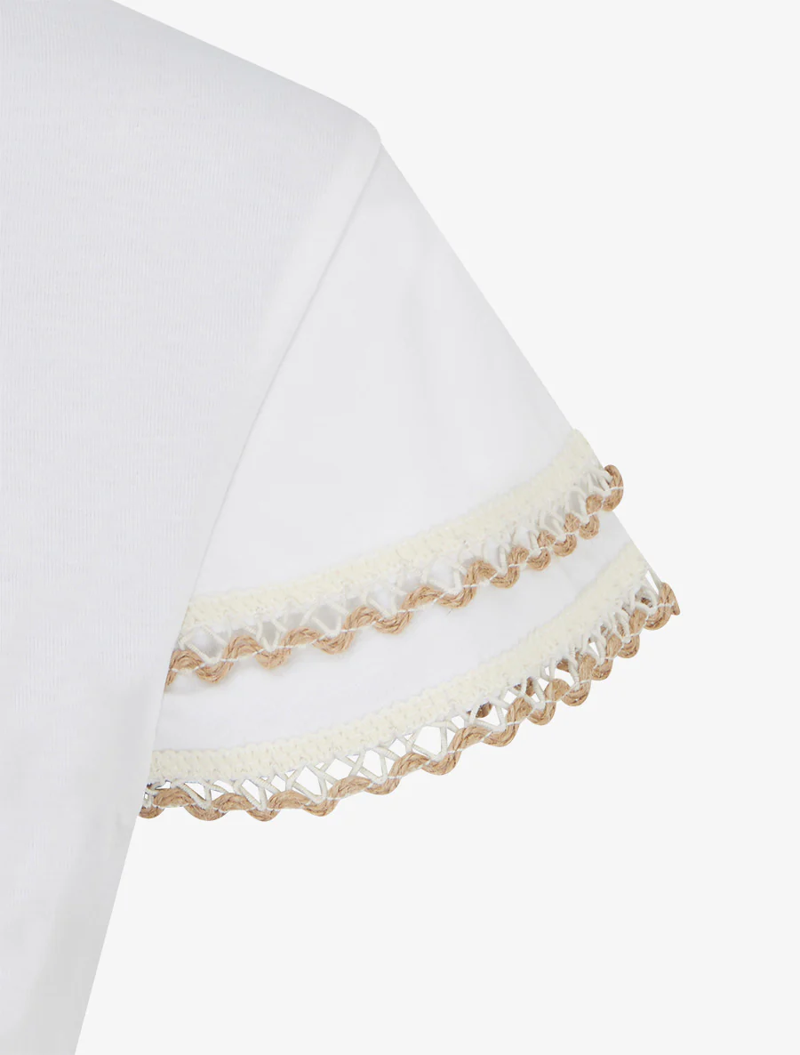 T-shirt manches courtes à détail broderies - Blanc - Image 3