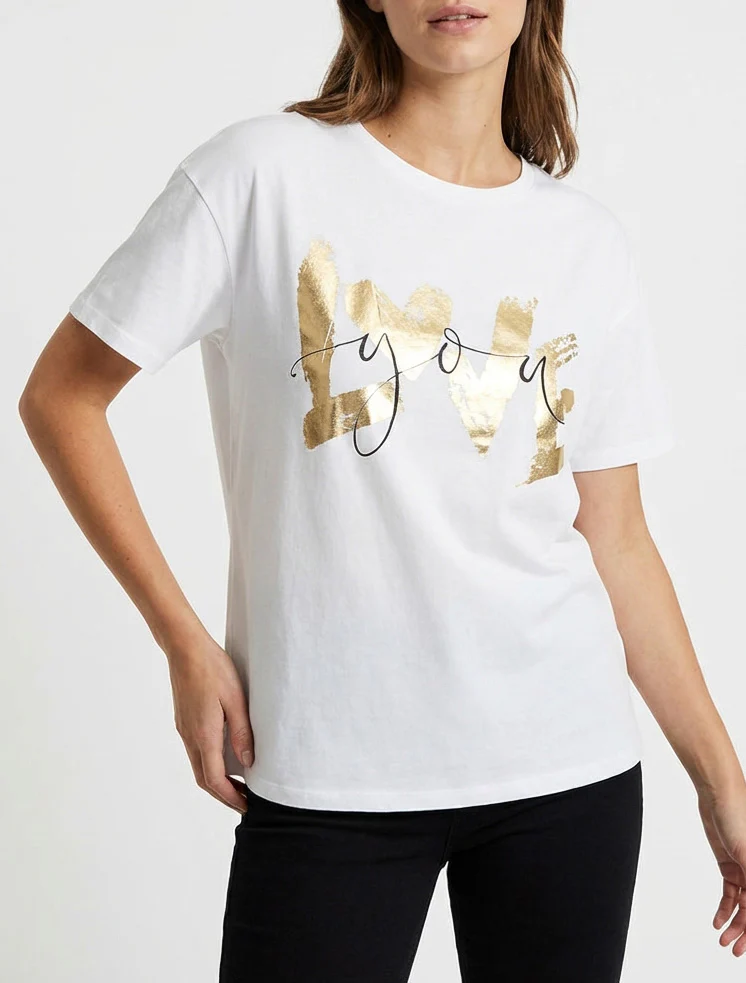 T-shirt manches courtes à message - Blanc - Image 4