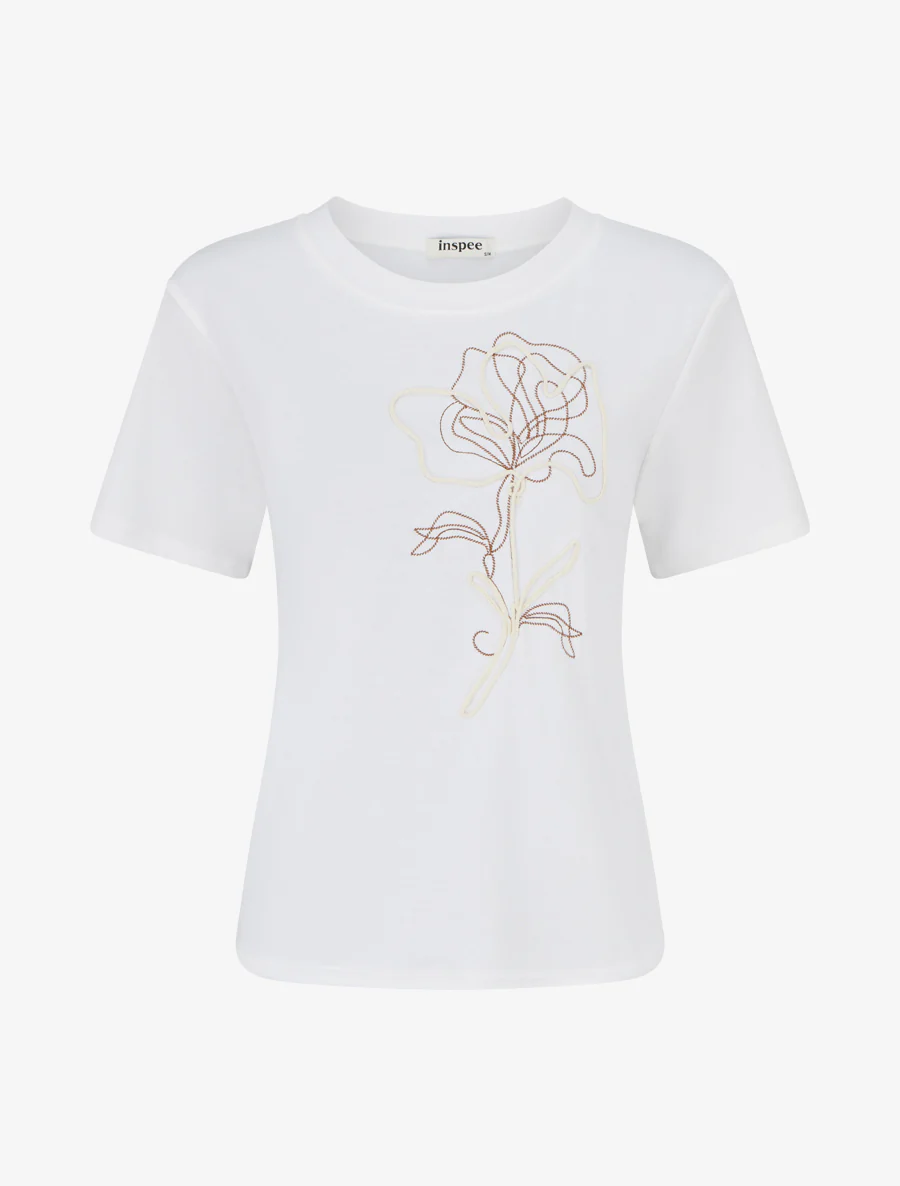 T-shirt manches courtes à motif floral - Blanc