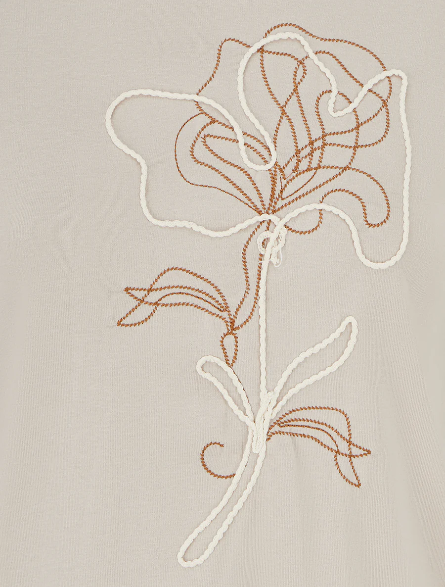 T-shirt manches courtes à motif floral - Beige - Image 3