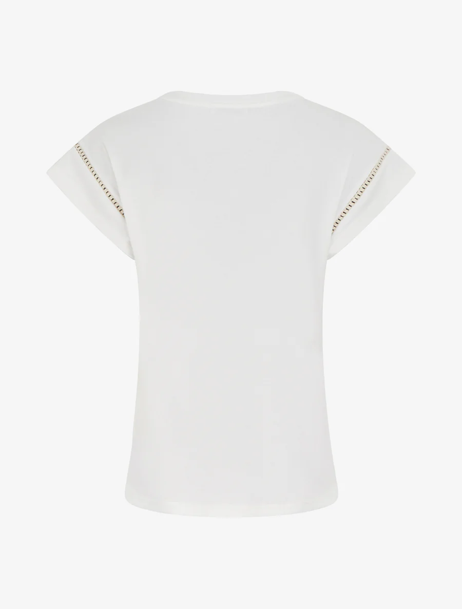 T-shirt manches courtes à palmier brodé - Blanc - Image 2