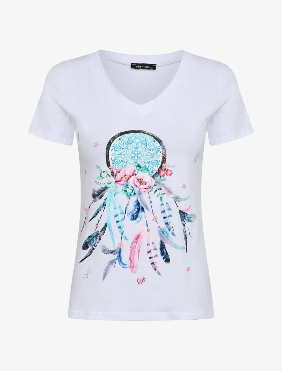 T-shirt slim à flocage dreamcatcher - Blanc