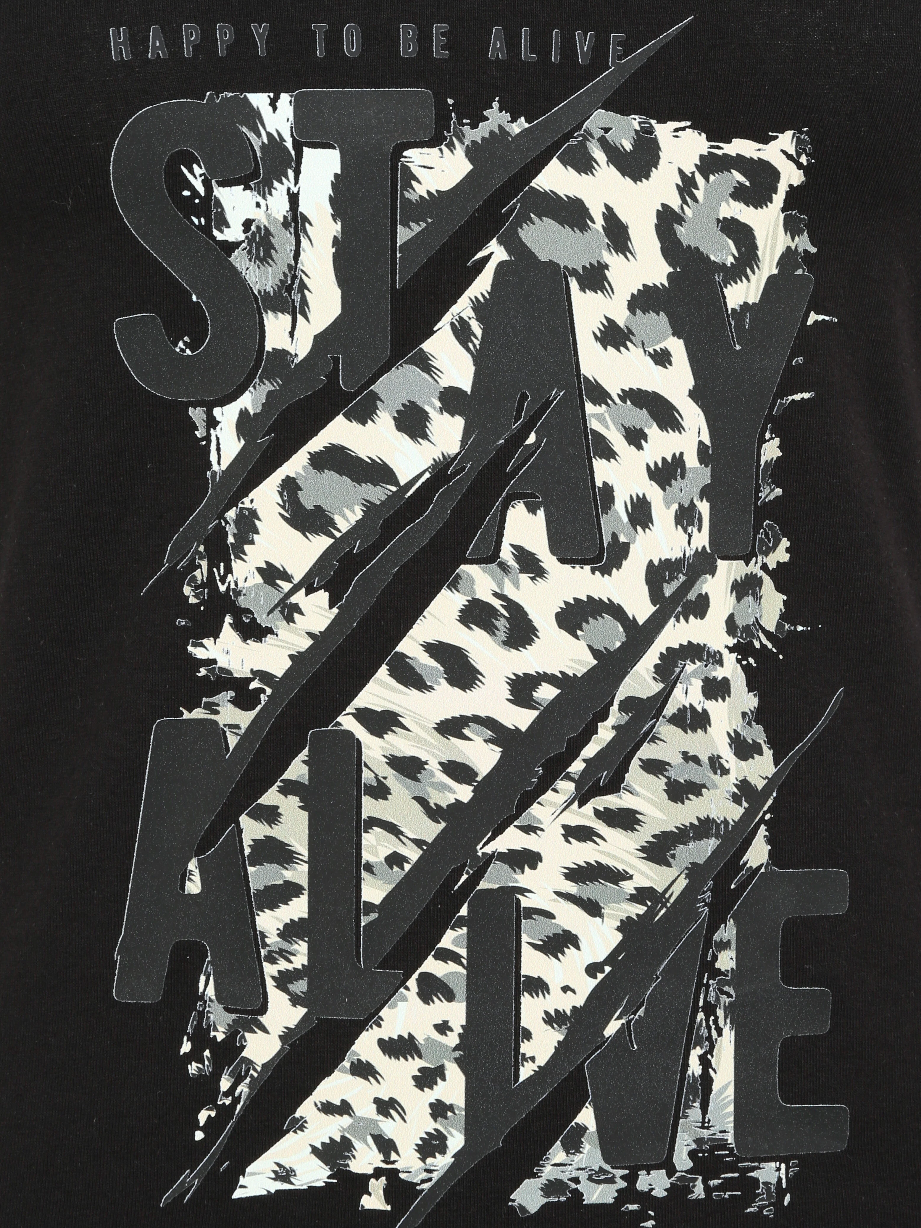 T-shirt slim à message floqué - Noir - Image 3