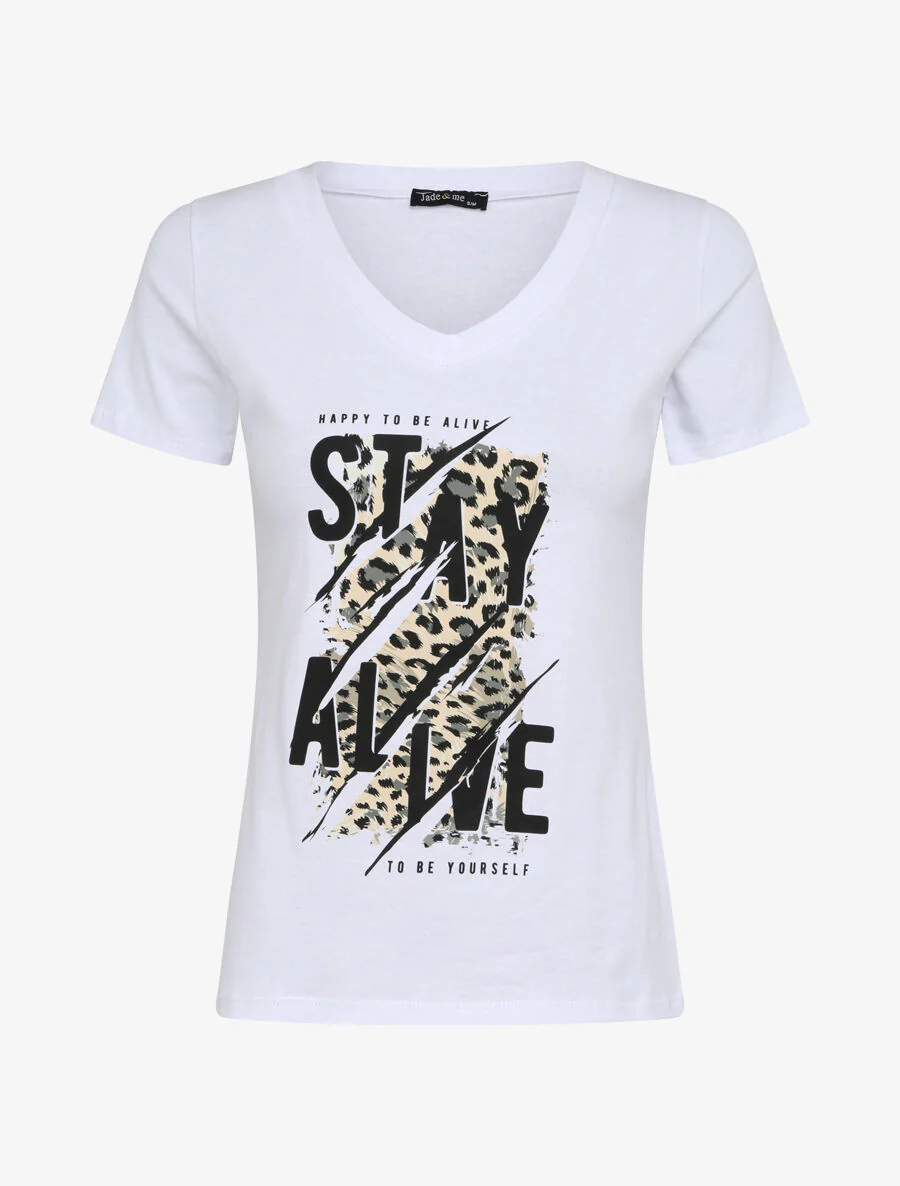 T-shirt slim à message floqué - Blanc