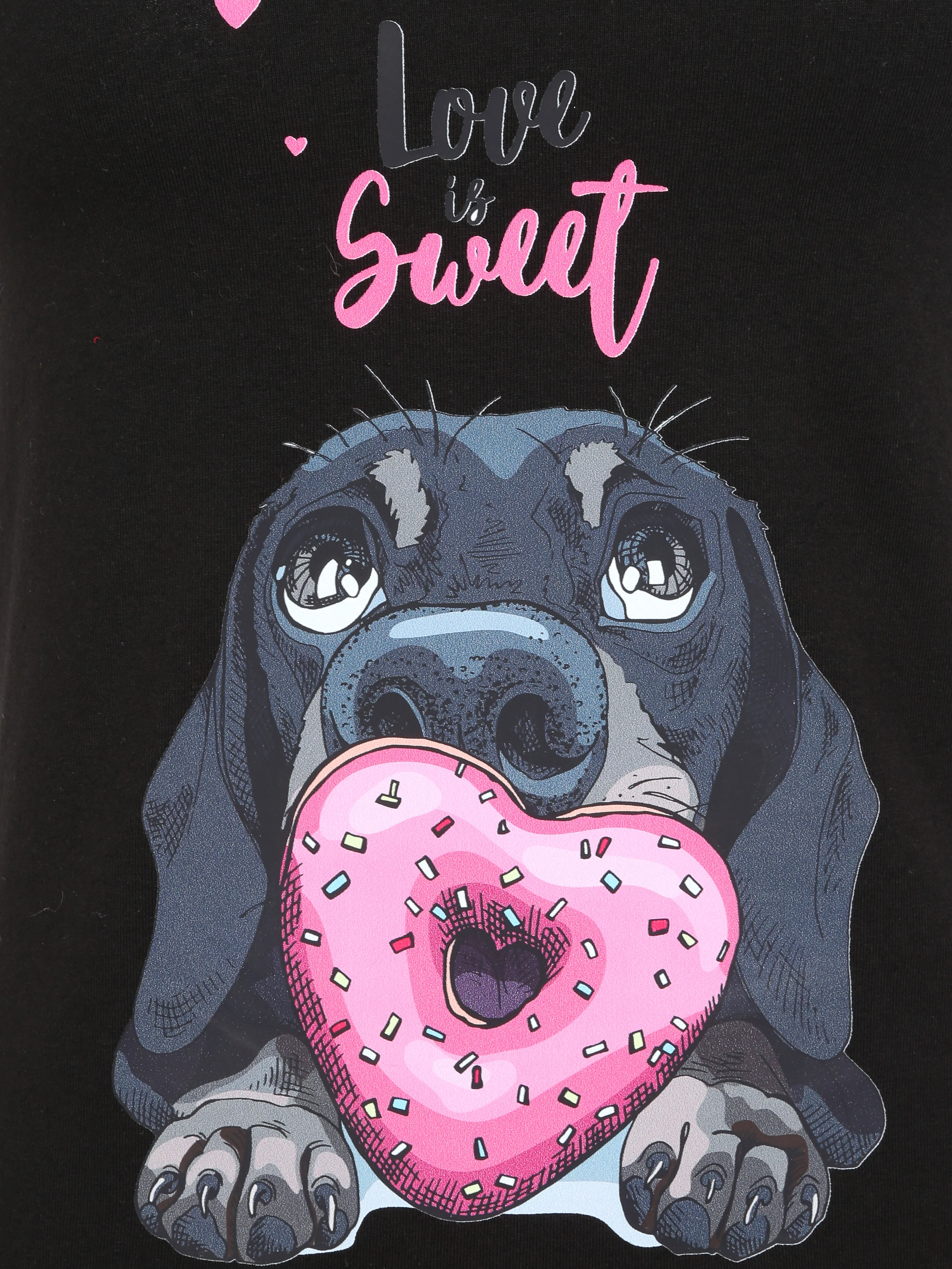 T-shirt slim Love is sweet - Noir - Image 3