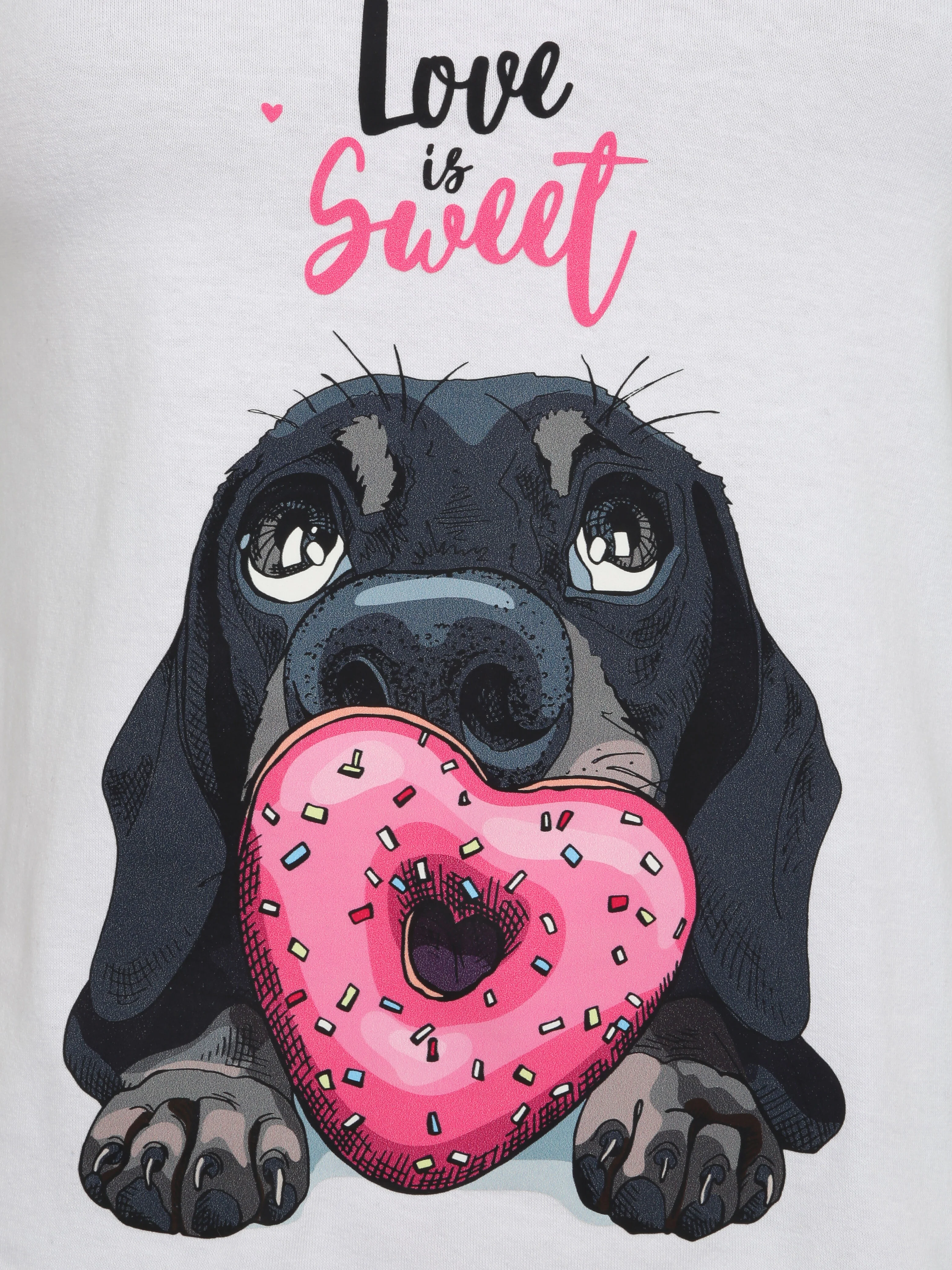 T-shirt slim Love is sweet - Blanc - Image 3