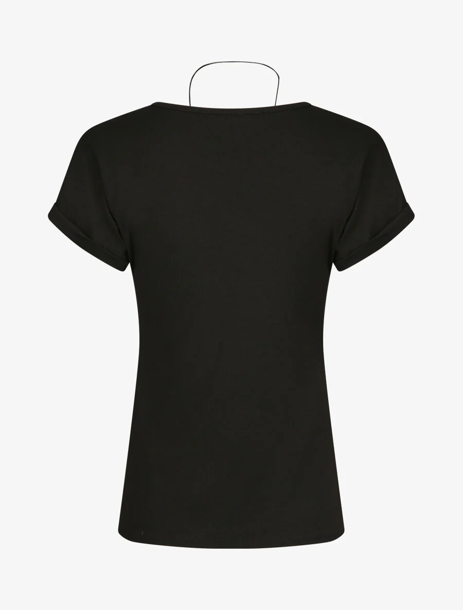 T-shirt slim uni manches courtes - Noir - Image 2