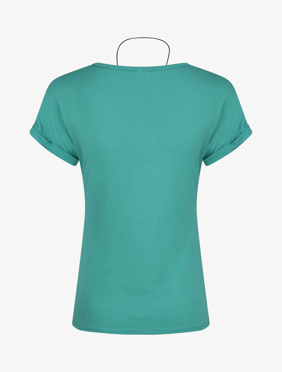 T-shirt slim uni manches courtes - Turquoise - Image 2