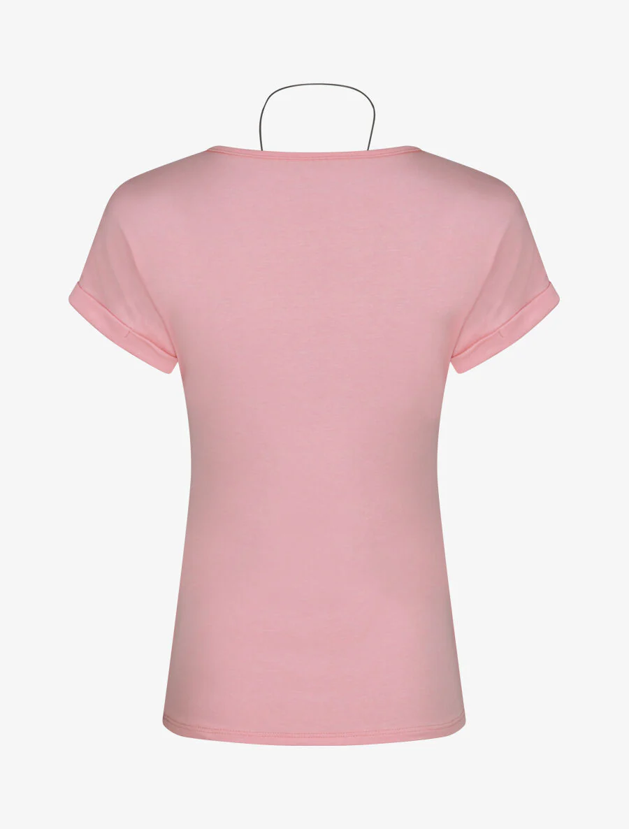 T-shirt slim uni manches courtes - Rose - Image 2