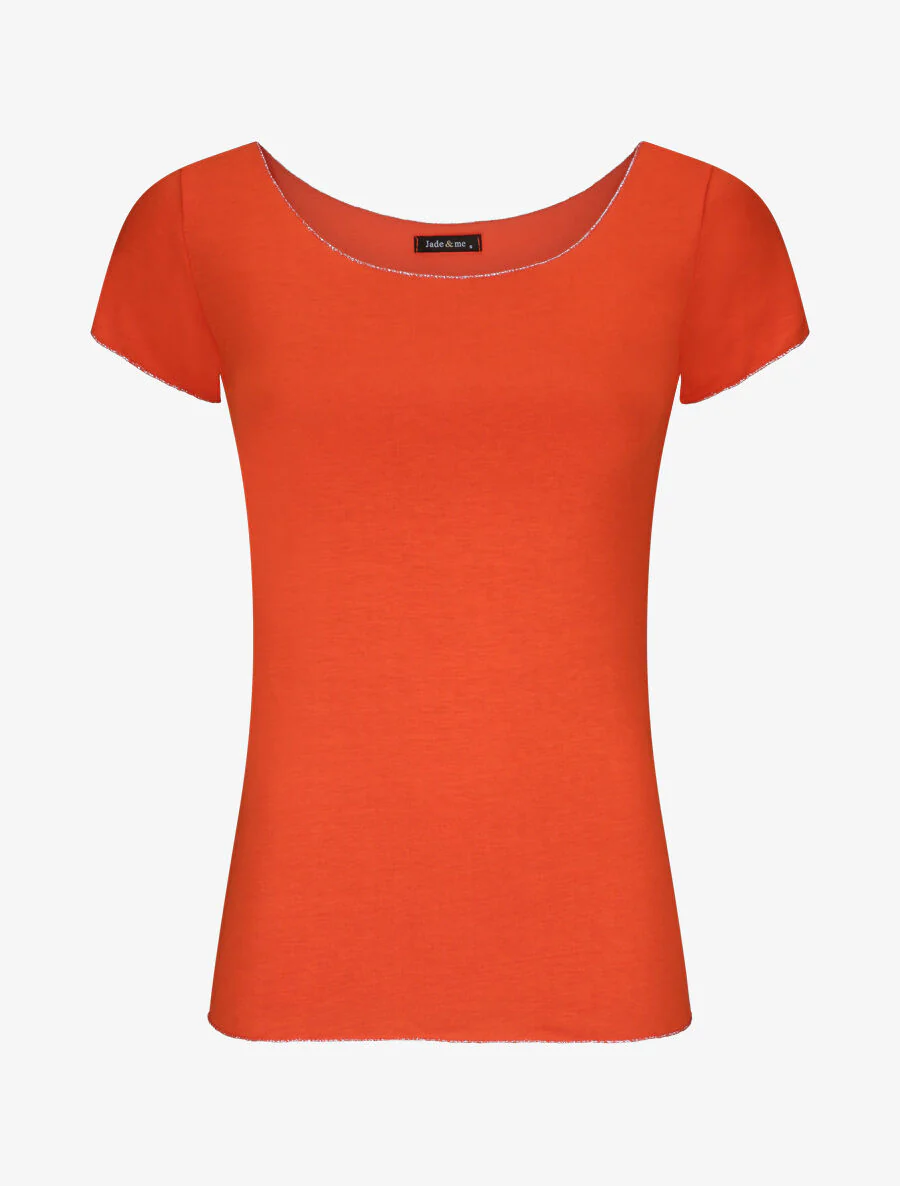 T-shirt stretch à bords irisés - Orange