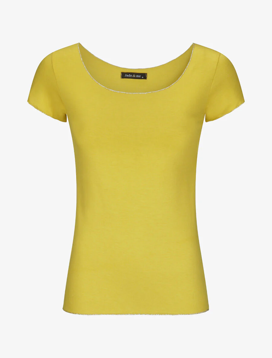 T-shirt stretch à bords irisés - Jaune