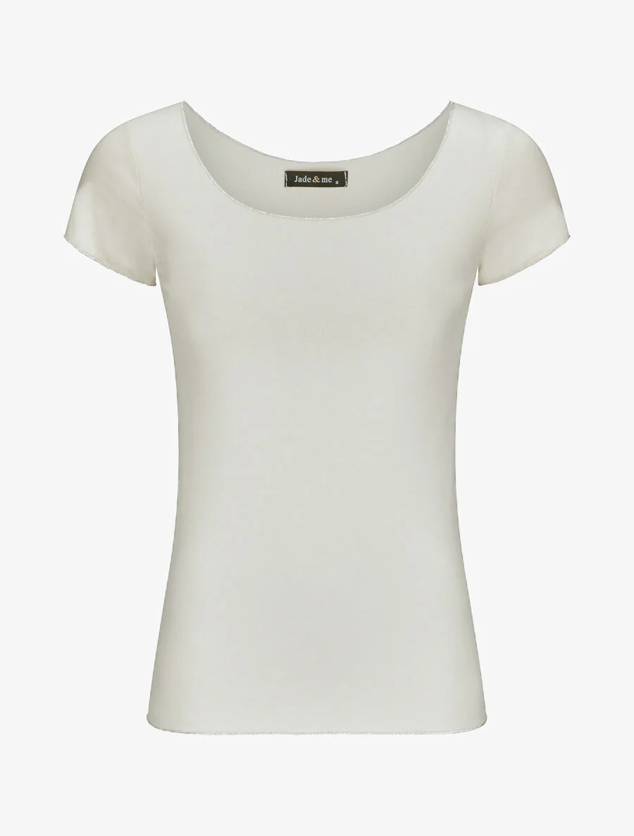 T-shirt stretch à bords irisés - Beige