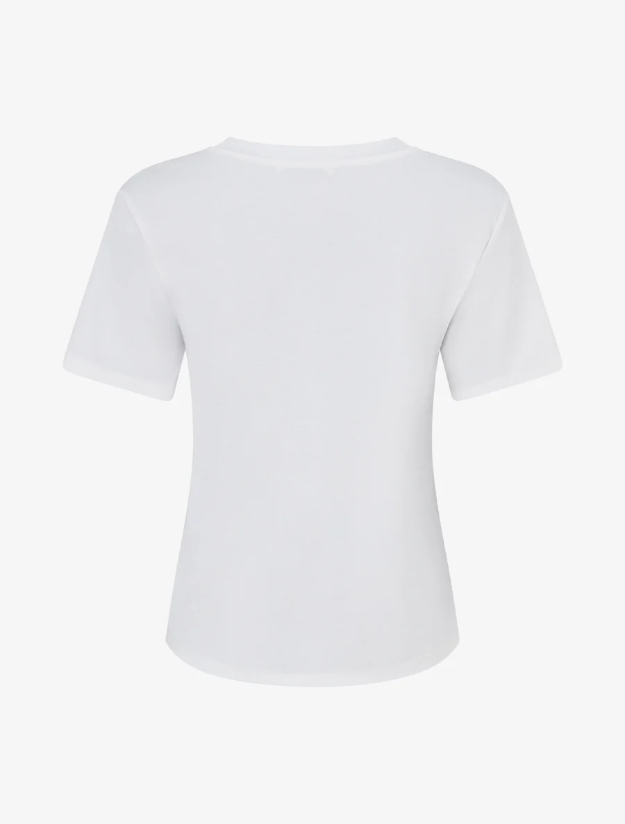 T-shirt uni à broderie feuille - Blanc - Image 2