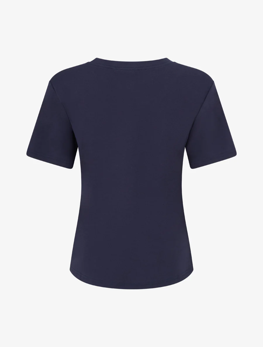 T-shirt uni à broderie feuille - Marine - Image 2
