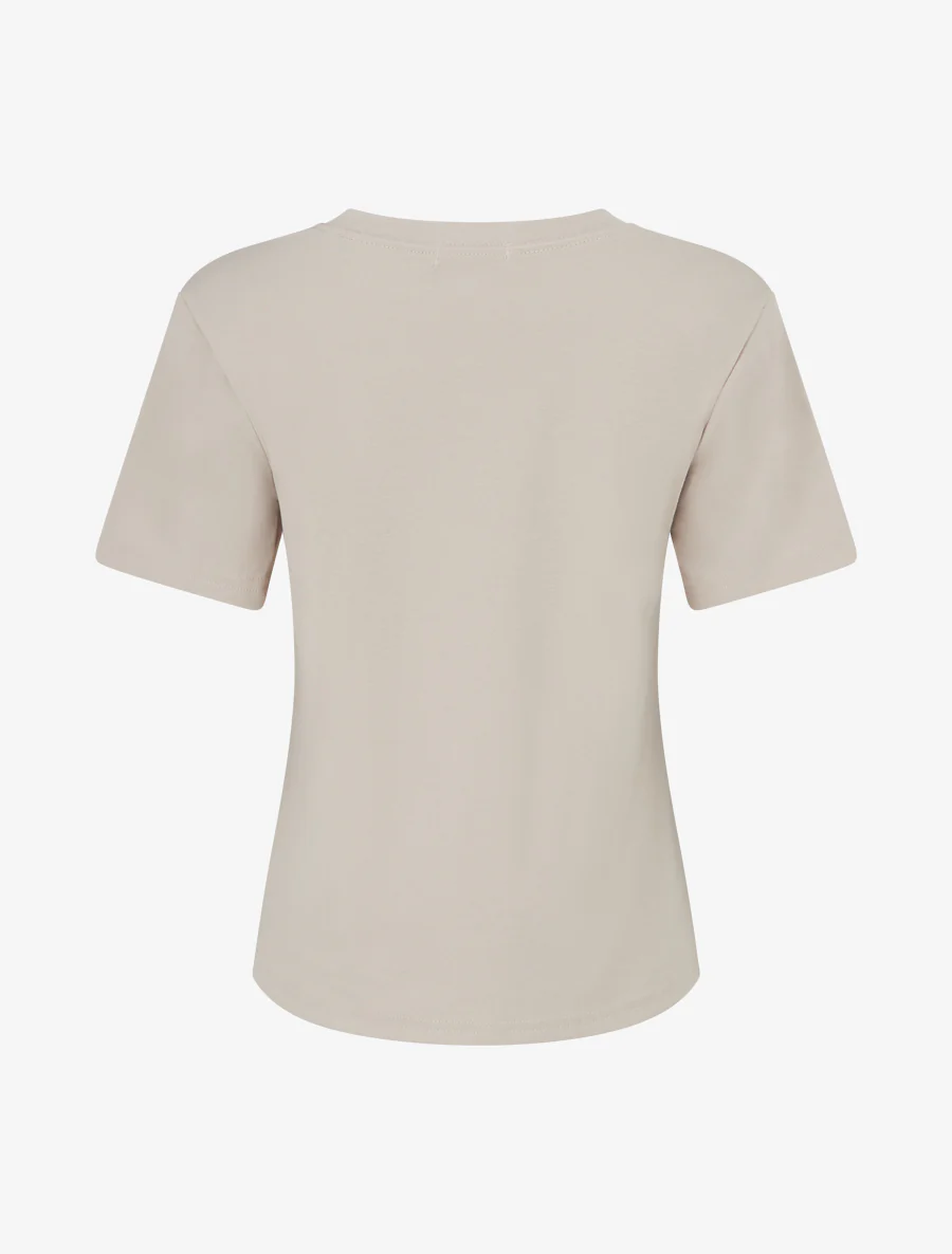 T-shirt uni à broderie feuille - Beige - Image 2