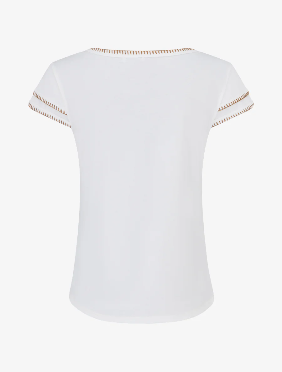 T-shirt uni à manches courtes stylisées - Blanc - Image 2