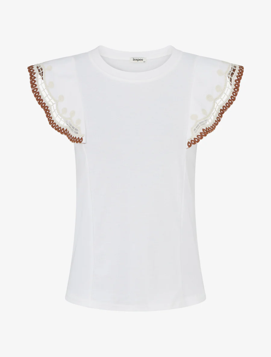 T-shirt uni manches courtes brodées - Blanc